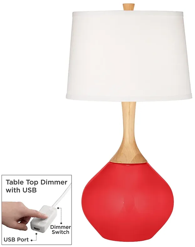 Color Plus Wexler 31" High Poppy Red Table Lamp with USB Dimmer