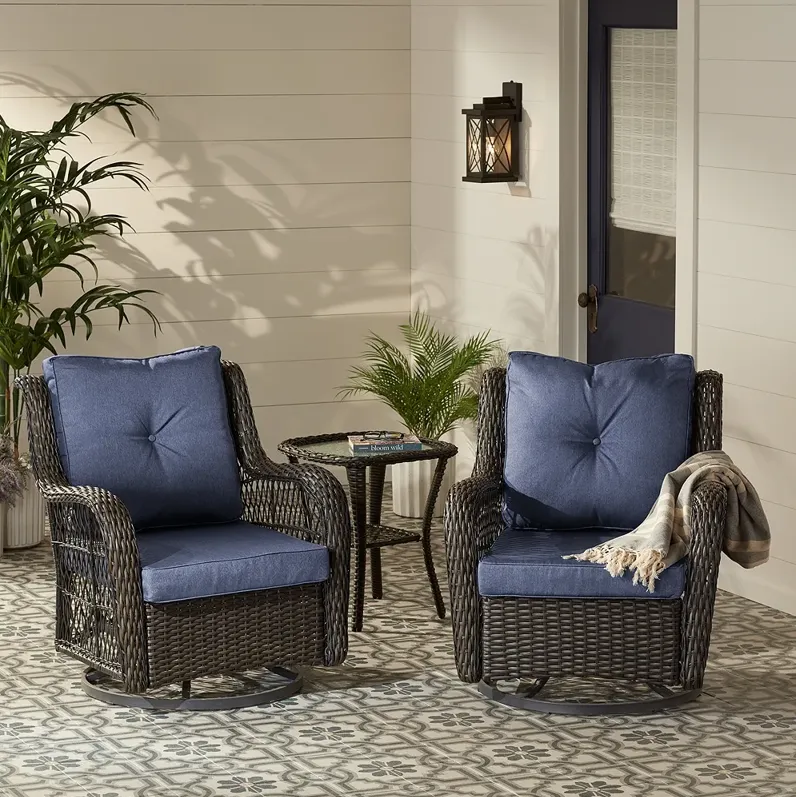 Santa Cruz Blue 3-Piece Outdoor Seating Set