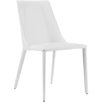 Kalle White Leather Armless Modern Side Chair