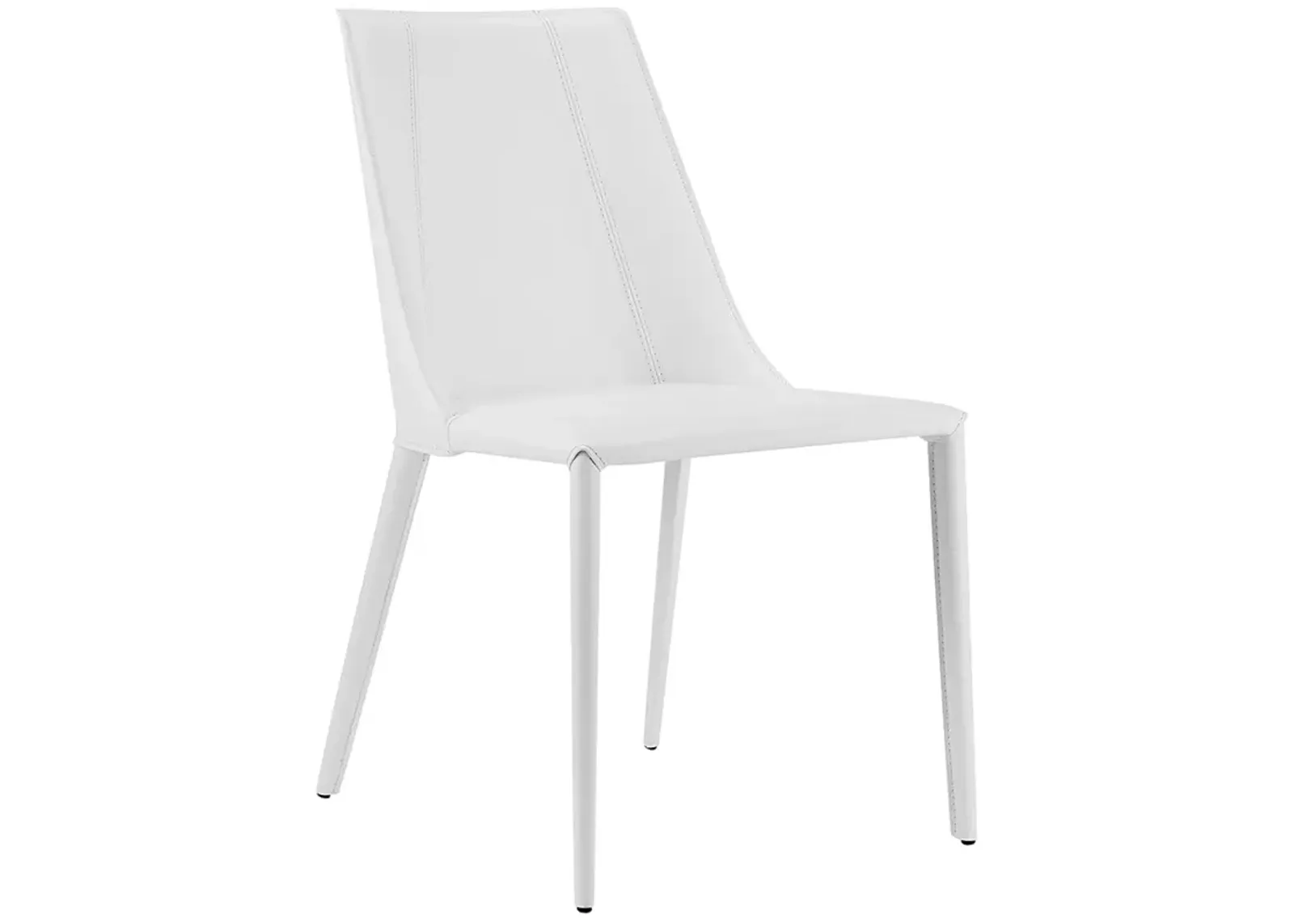 Kalle White Leather Armless Modern Side Chair