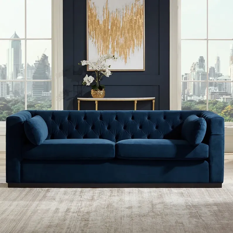 Jessica 83 1/2" Wide Blue Velvet Sofa