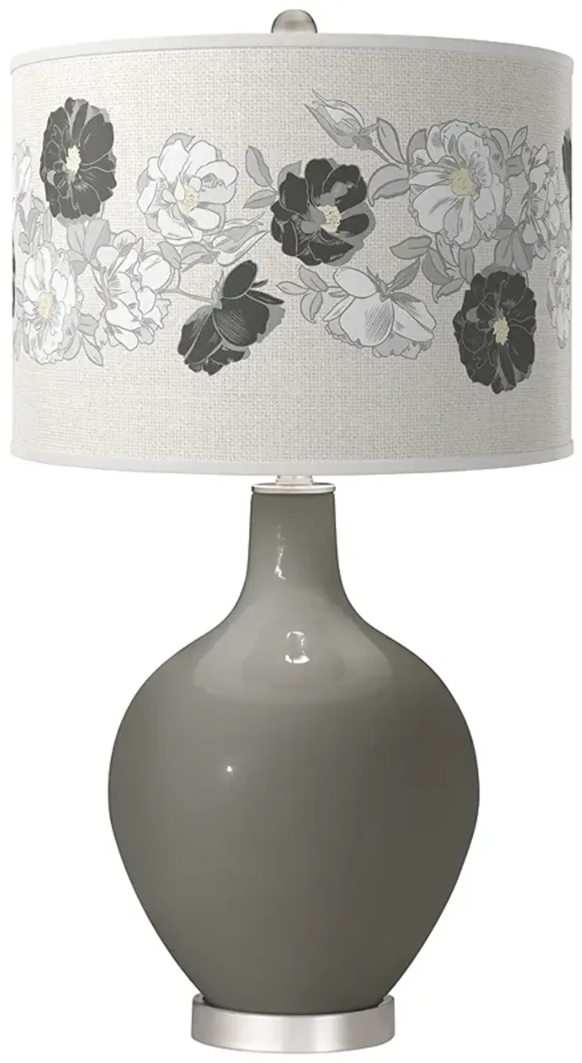 Color Plus Ovo 28 1/2" Rose Bouquet Shade Gauntlet Gray Table Lamp