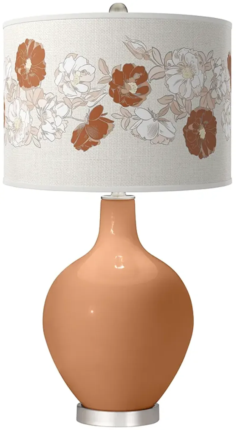 Burnt Almond Rose Bouquet Ovo Table Lamp