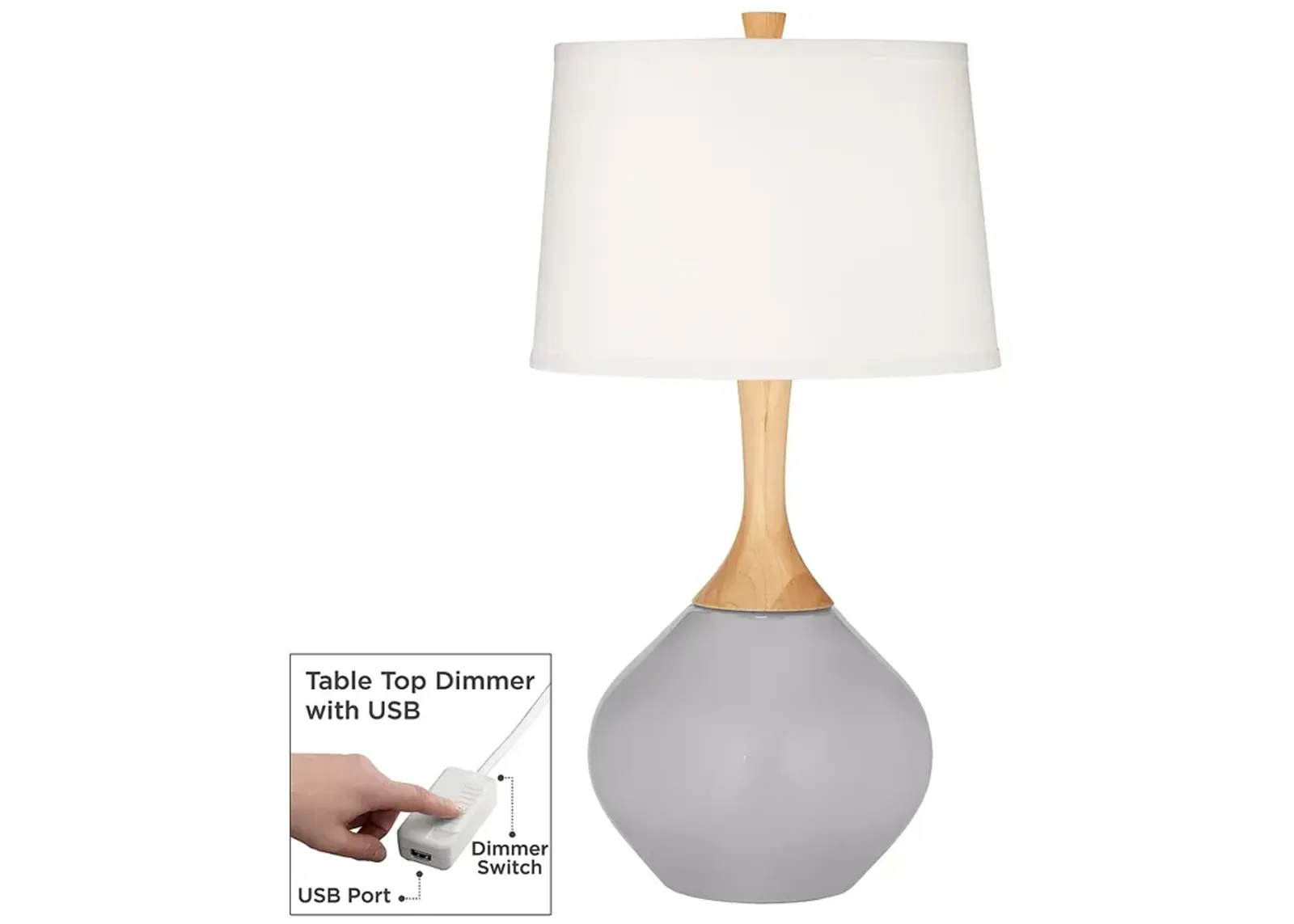 Swanky Gray Wexler Table Lamp with Dimmer