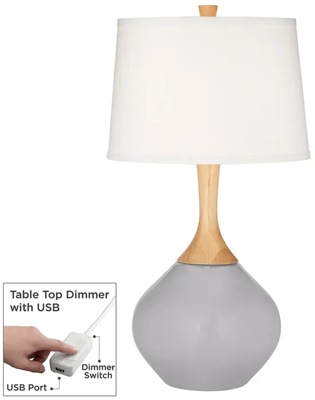 Swanky Gray Wexler Table Lamp with Dimmer