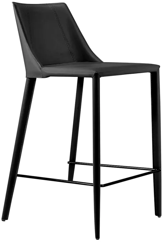 Kalle 26" Black Leather Counter Stool