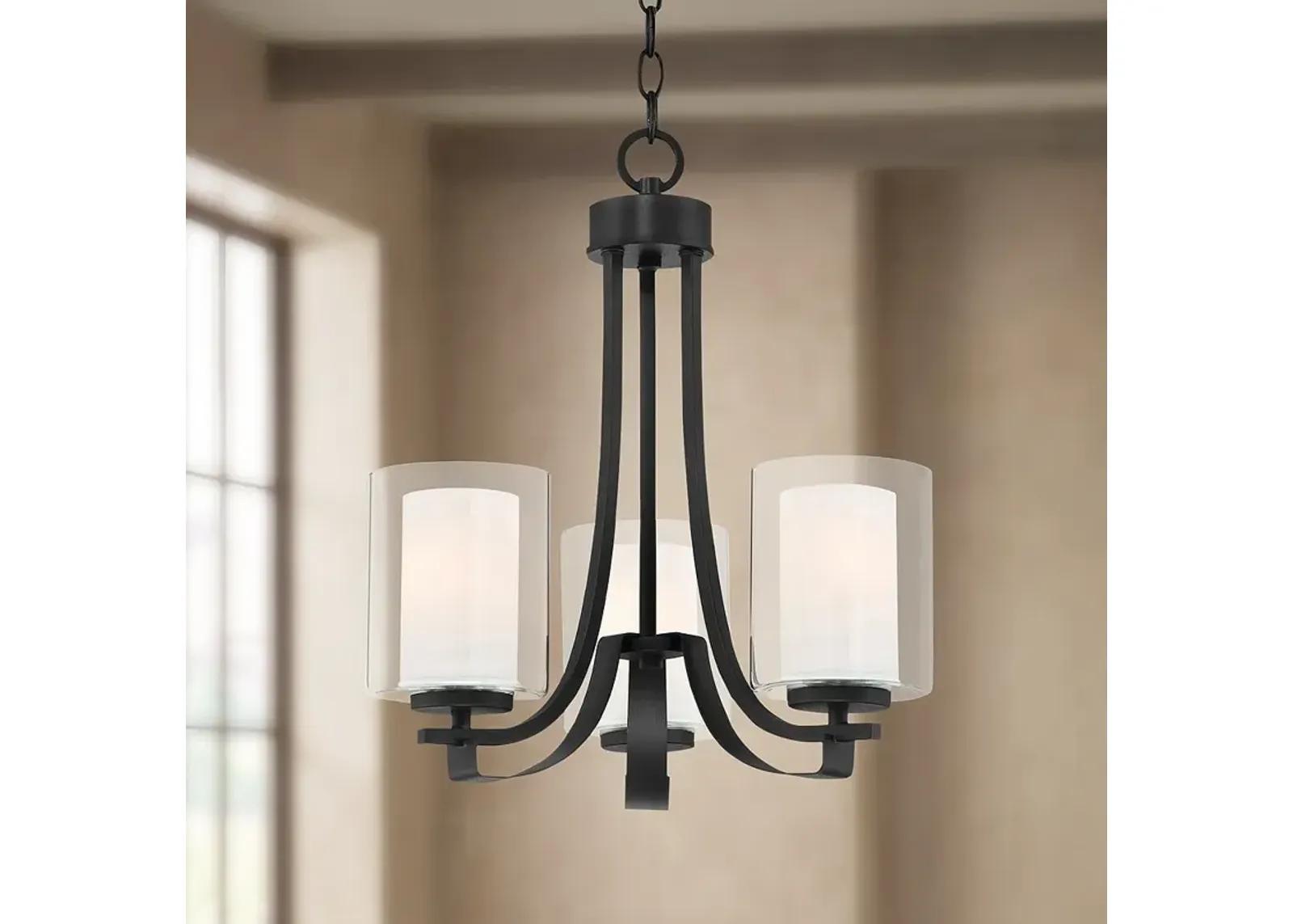 Minka Lavery Parsons Studio 18" Sand Black Coal 3-Light Chandelier