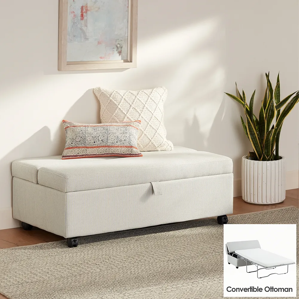 Viewpoint Light Gray Fold-Out Sleeper Ottoman