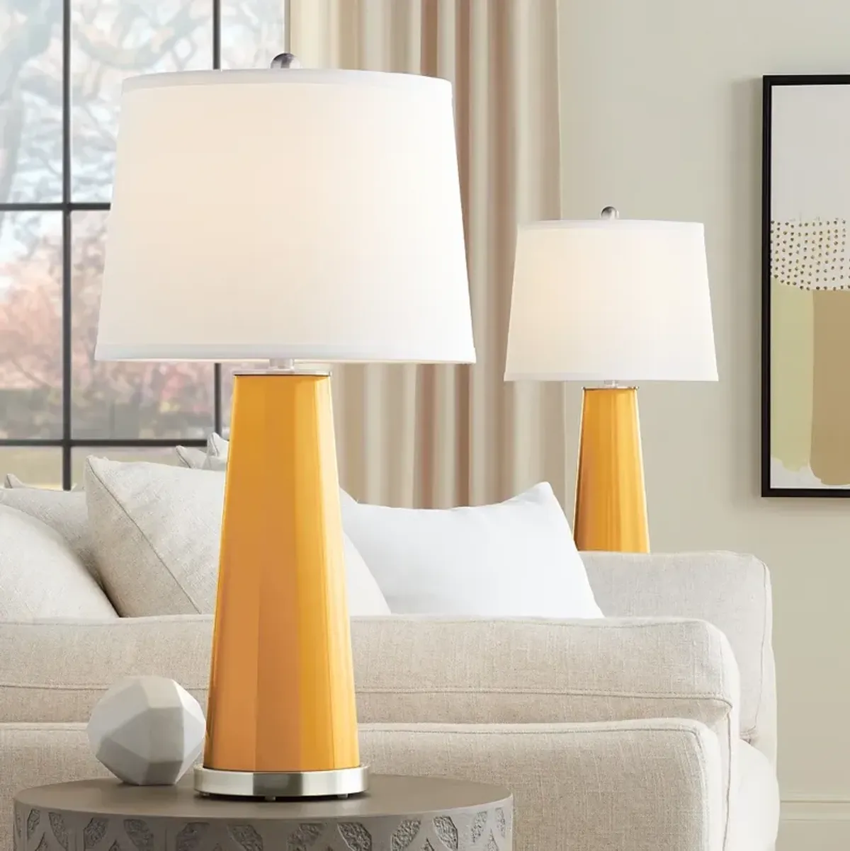 Color Plus Leo 29 1/2" Modern Marigold Yellow Table Lamps Set of 2