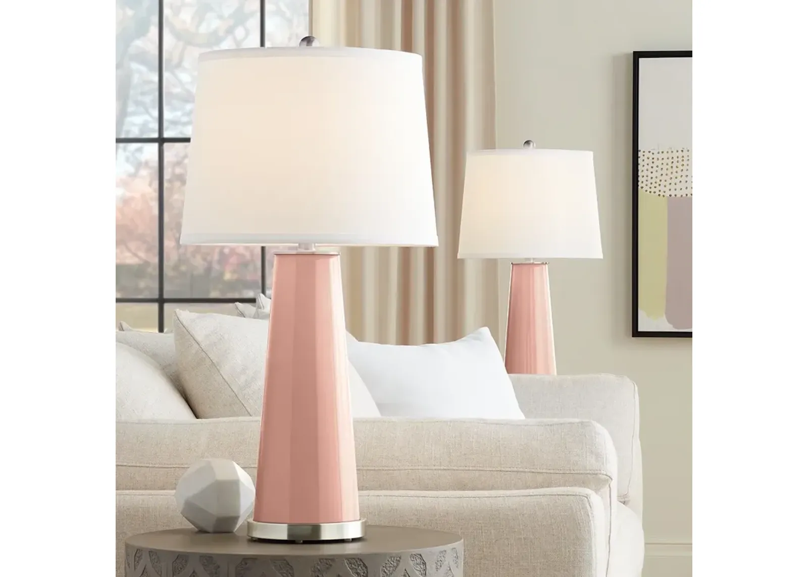 Color Plus Leo 29 1/2" High Rustique Warm Coral Pink Lamps Set of 2