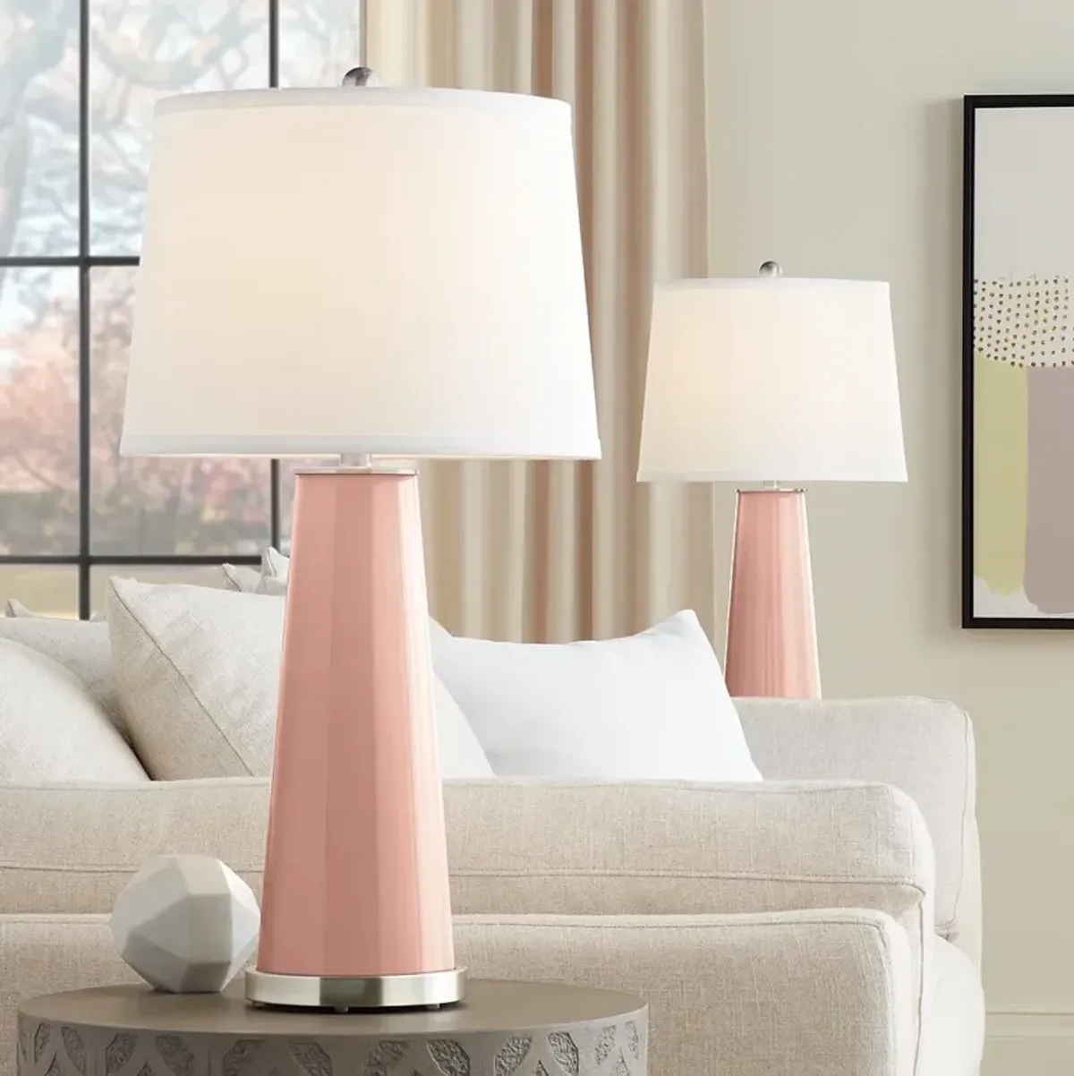 Color Plus Leo 29 1/2" High Rustique Warm Coral Pink Lamps Set of 2