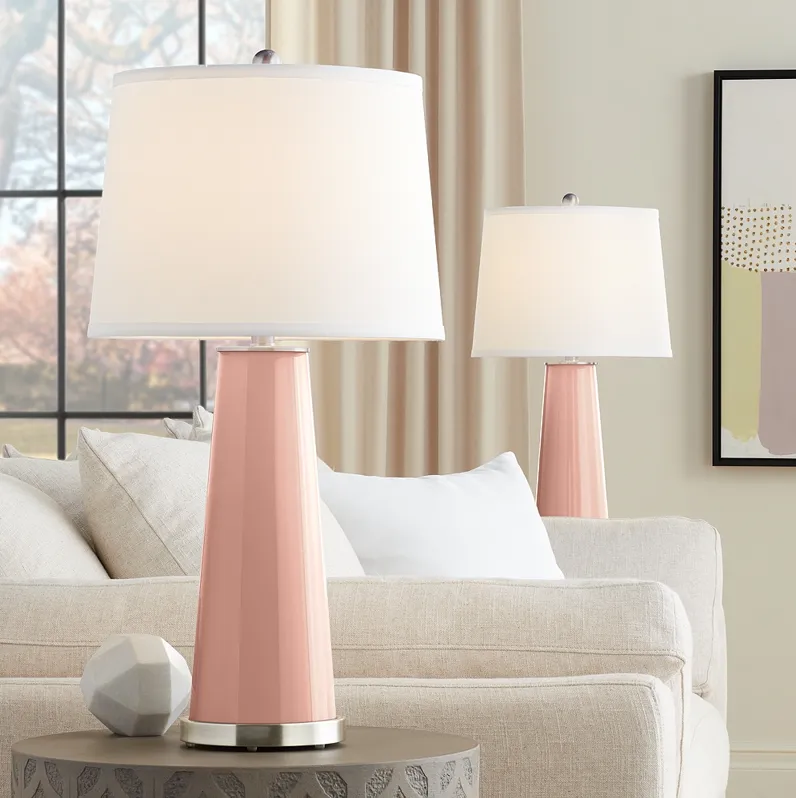 Rustique Warm Coral Leo Table Lamps Set of 2 from Color Plus