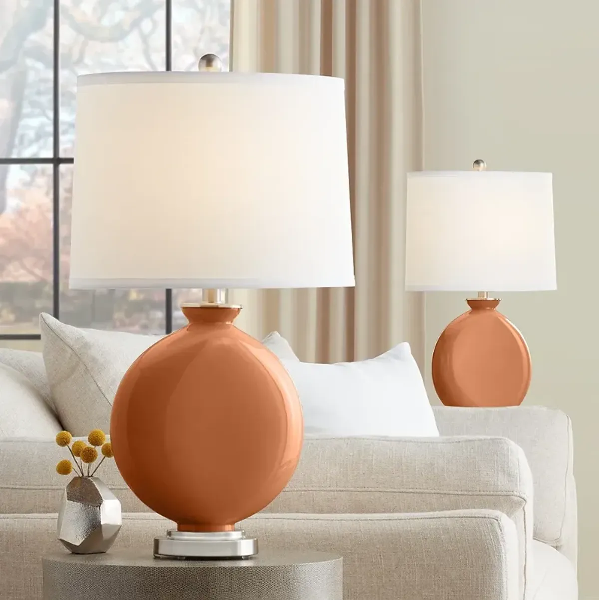 Color Plus Carrie 26 1/2" Burnt Almond Brown Table Lamps Set of 2