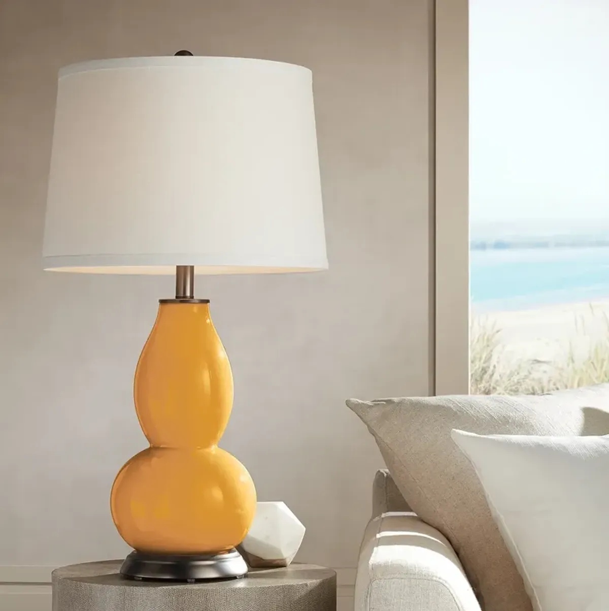 Color Plus Double Gourd 28 3/4" High Marigold Yellow Table Lamp