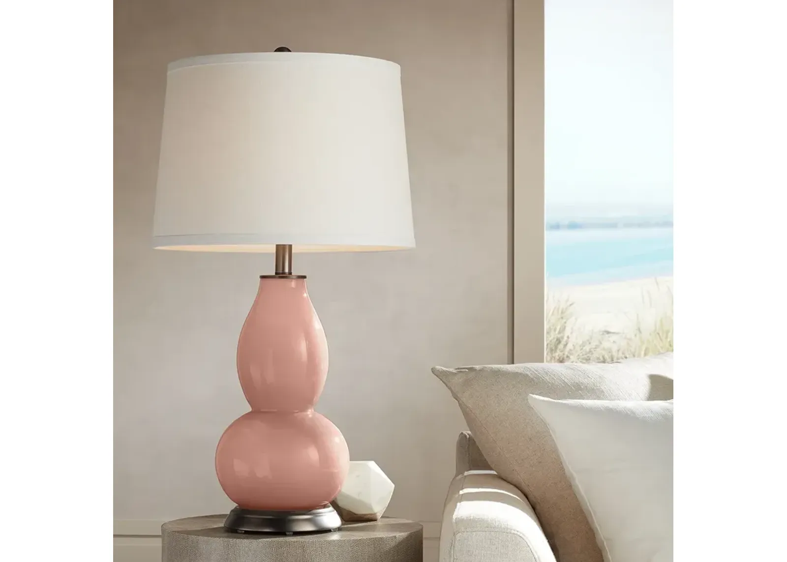 Rustique Warm Coral Double Gourd Table Lamp from Color Plus