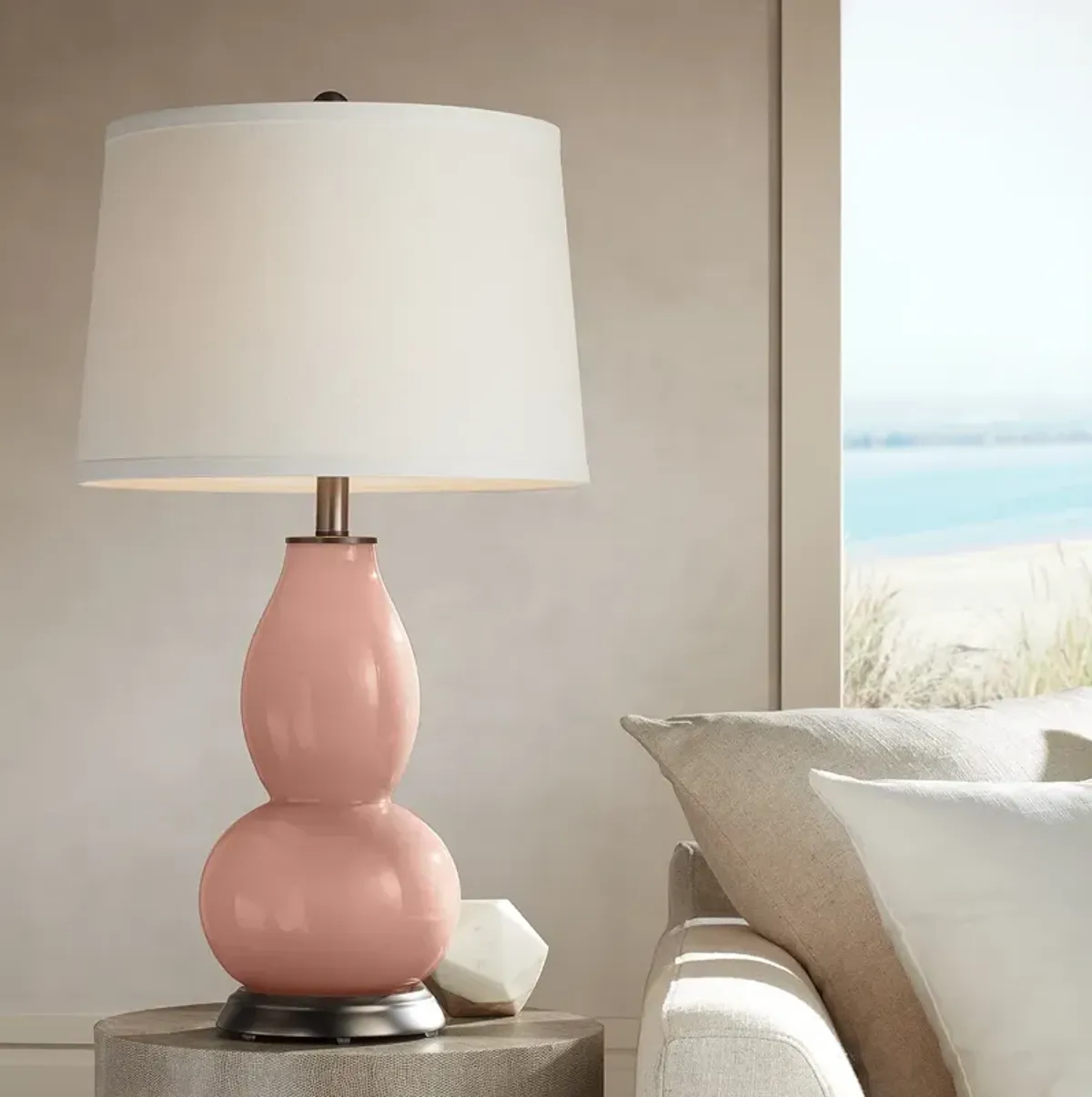 Color Plus Double Gourd 28 3/4" Warm Coral Pink Table Lamp
