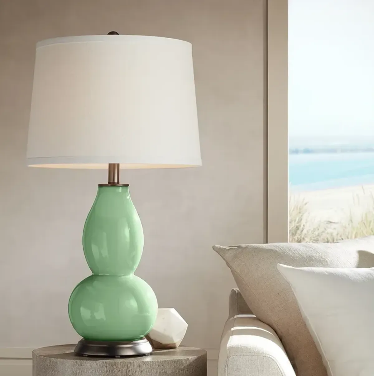 Color Plus Double Gourd 28 3/4" High Flower Stem Green Table Lamp
