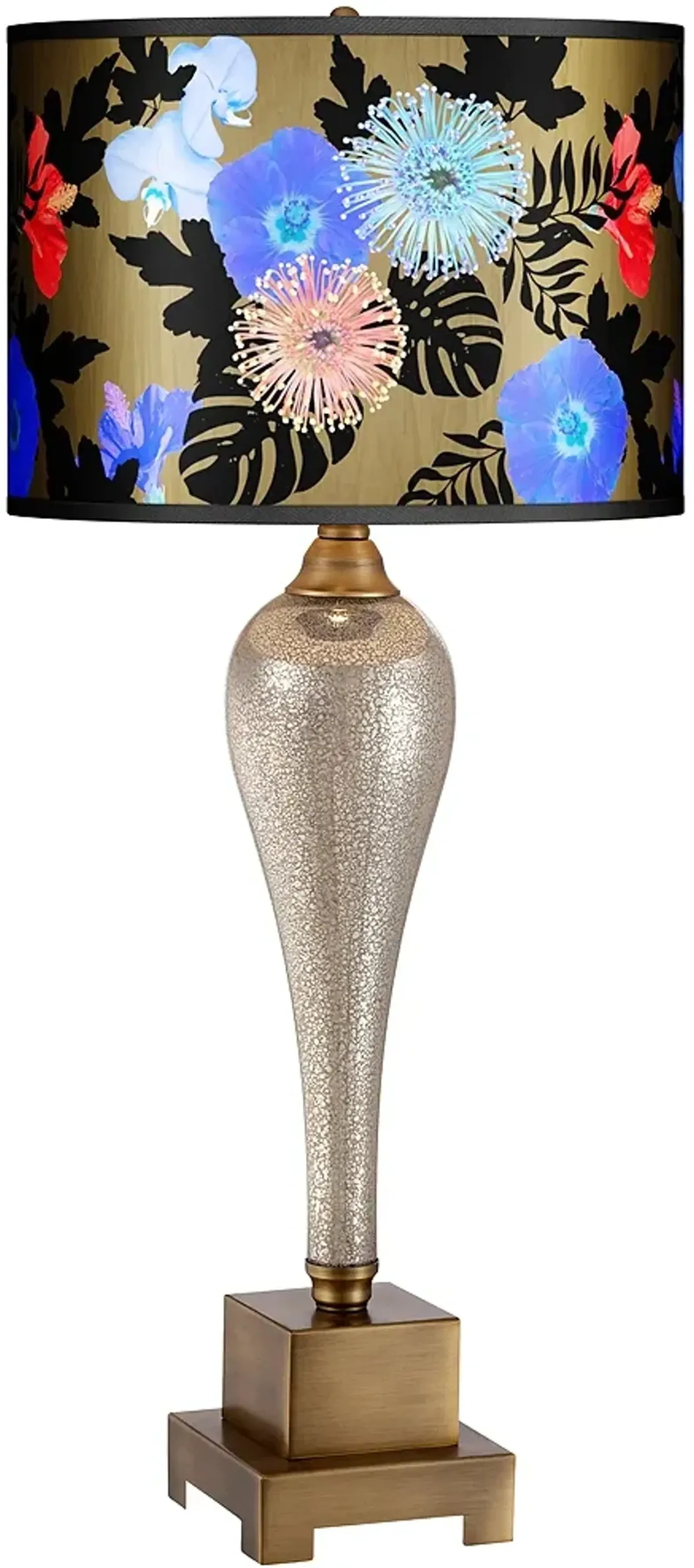 Possini Euro Gigi Midnight Garden Gold Shade Mercury Glass Table Lamp