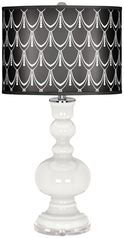 Winter White Color Plus Apothecary Table Lamp with Deco Pearls Black Shade