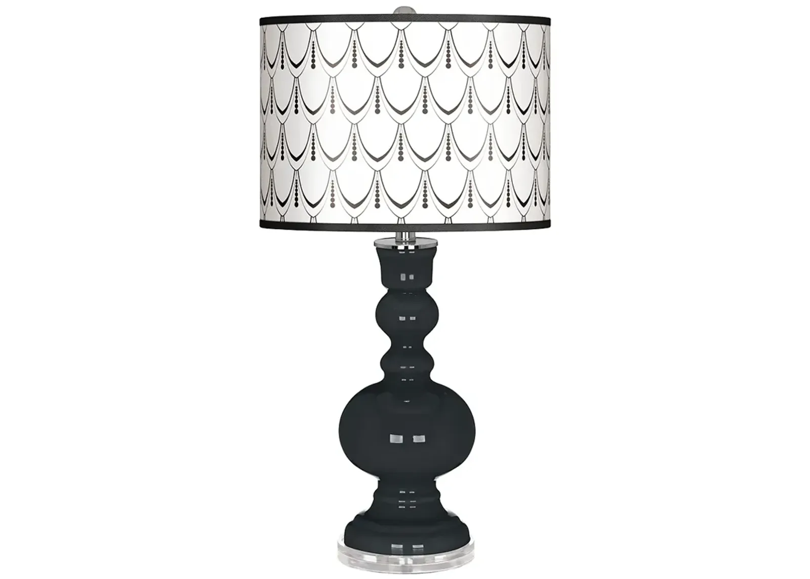 Black of Night Decor Pearls White Apothecary Table Lamp