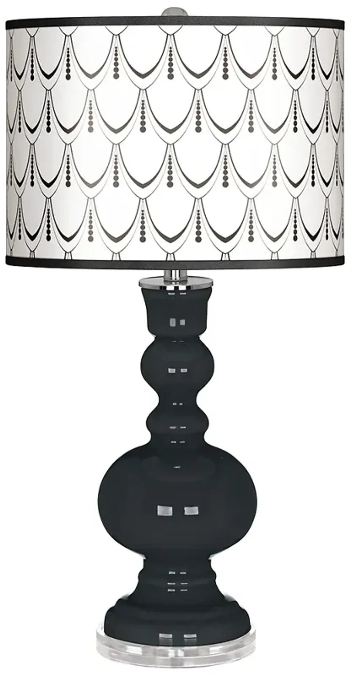 Black of Night Decor Pearls White Apothecary Table Lamp