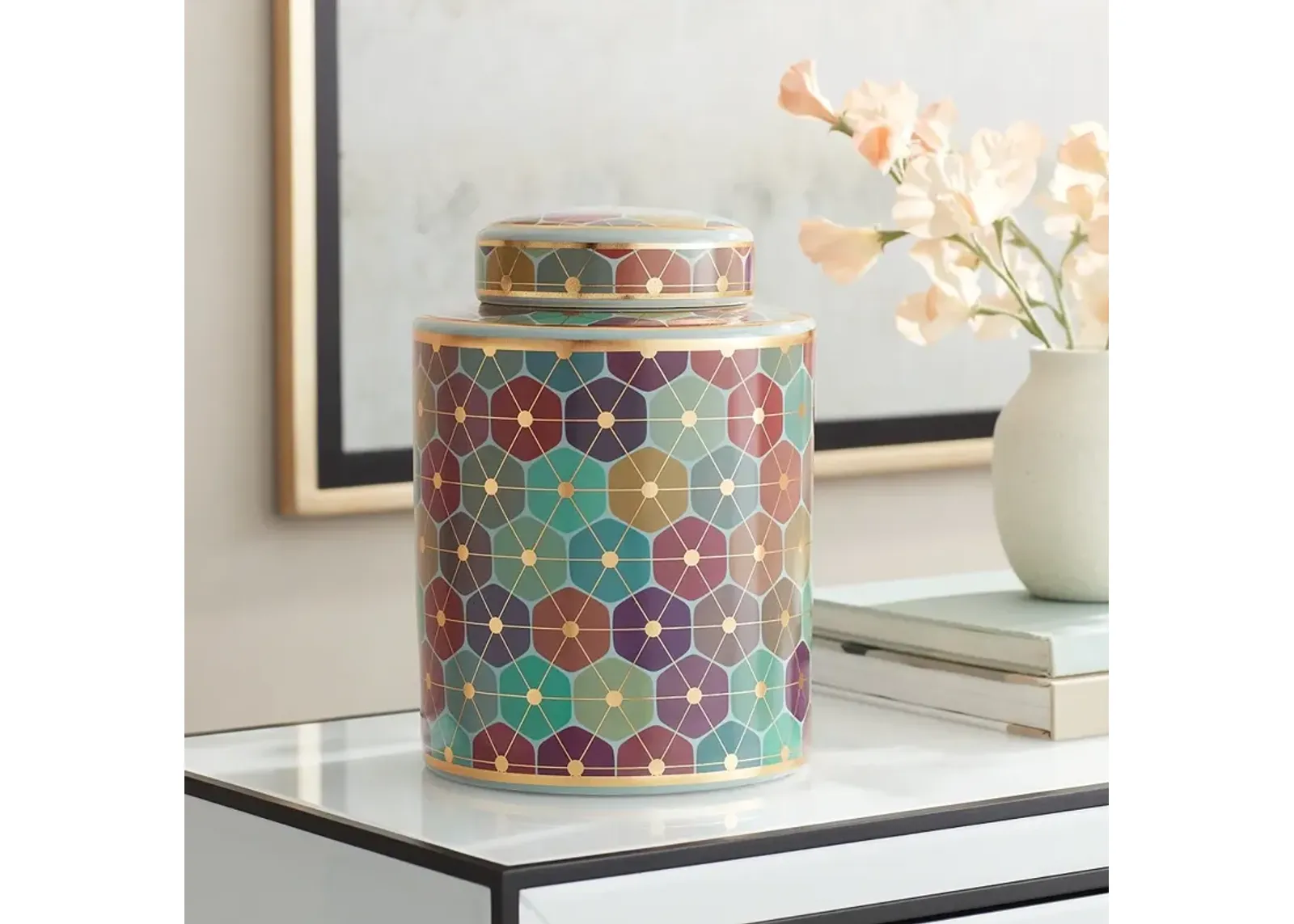 Chamboure Matte Multi-Color Round Jar with Lid