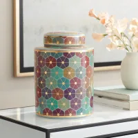 Chamboure Matte Multi-Color Round Jar with Lid
