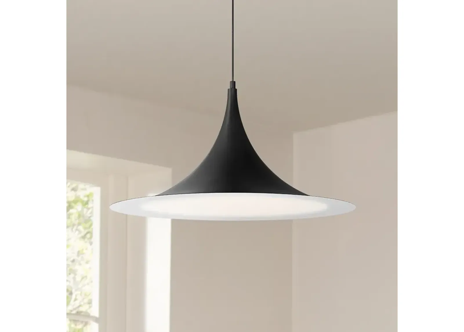 Possini Euro Havilund 30" Wide Matte Black Pendant Light