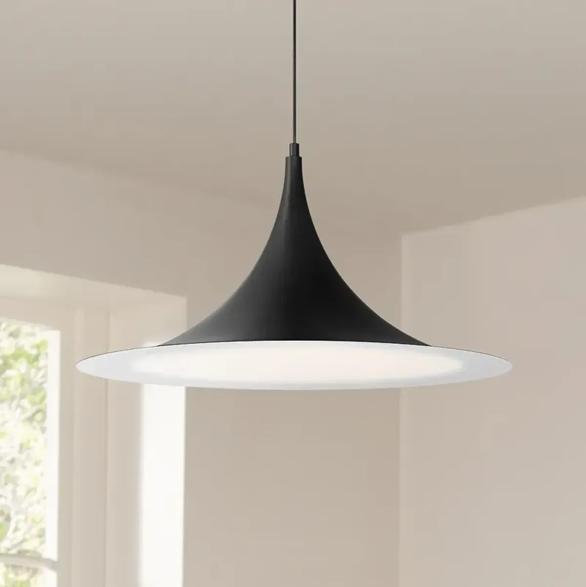 Possini Euro Havilund 30" Wide Matte Black Pendant Light