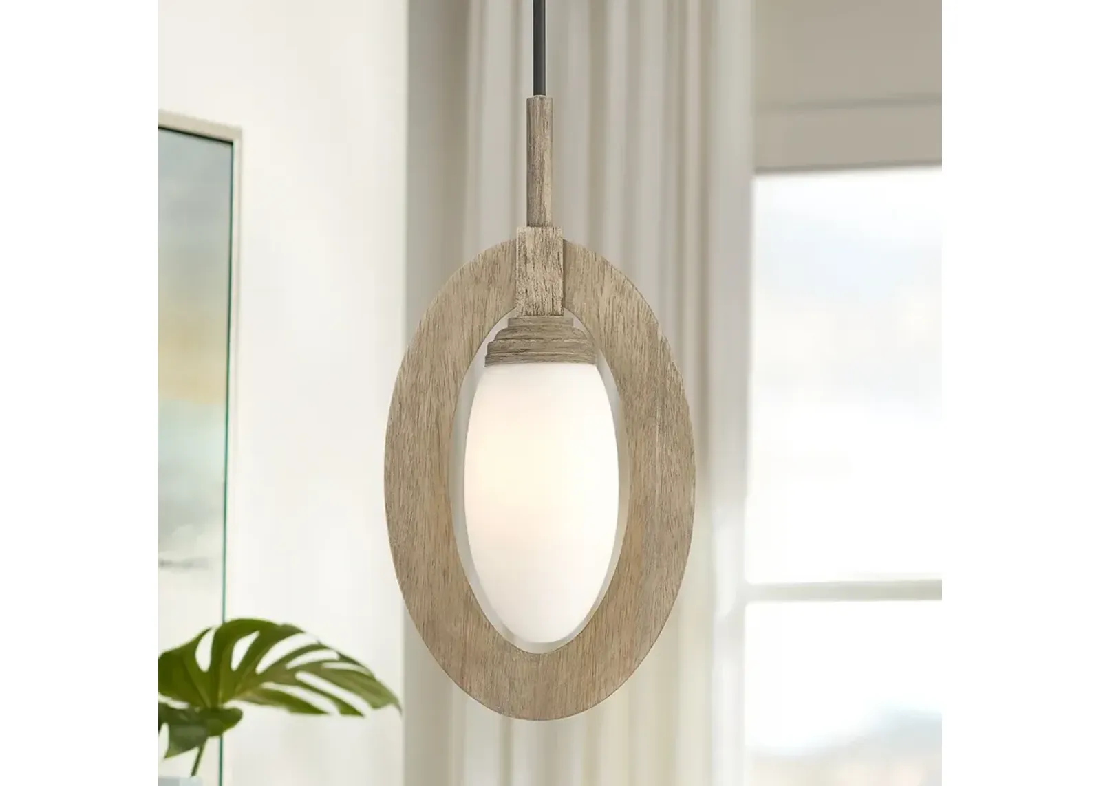 Possini Euro Orbit 11"W Matte Black and Wood Mini Pendant