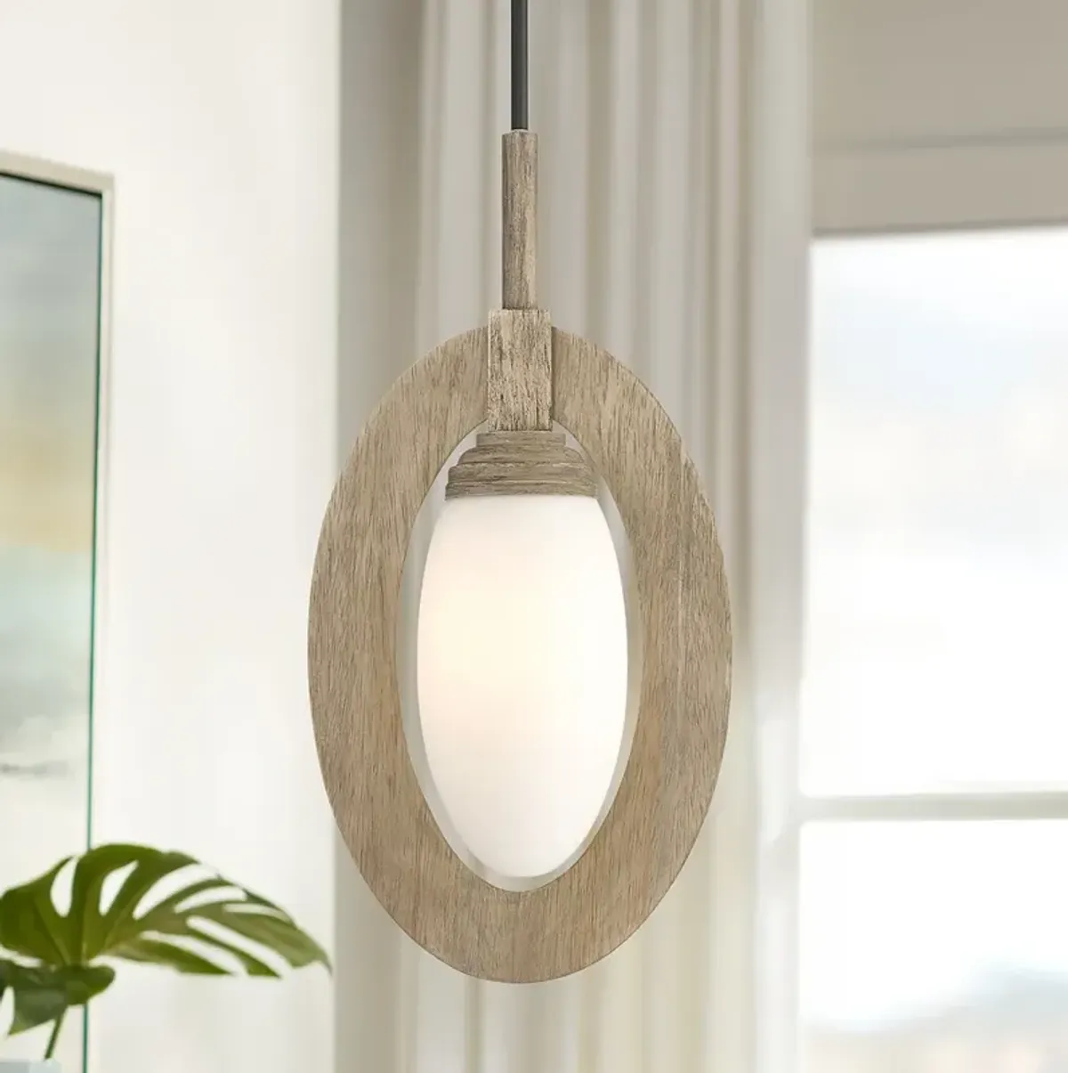 Possini Euro Orbit 11"W Matte Black and Wood Mini Pendant