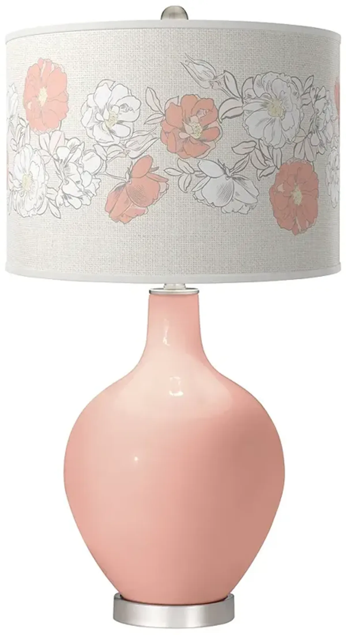 Color Plus Ovo 28 1/2" Rose Bouquet Shade Rustique Pink Table Lamp