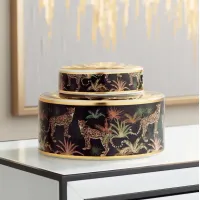 Matios Multi-Color Leopard Round Jar with Lid