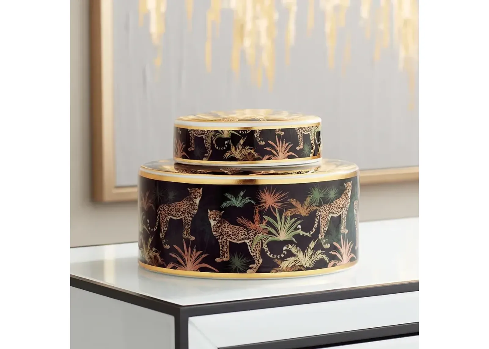 Matios Multi-Color Leopard Round Jar with Lid