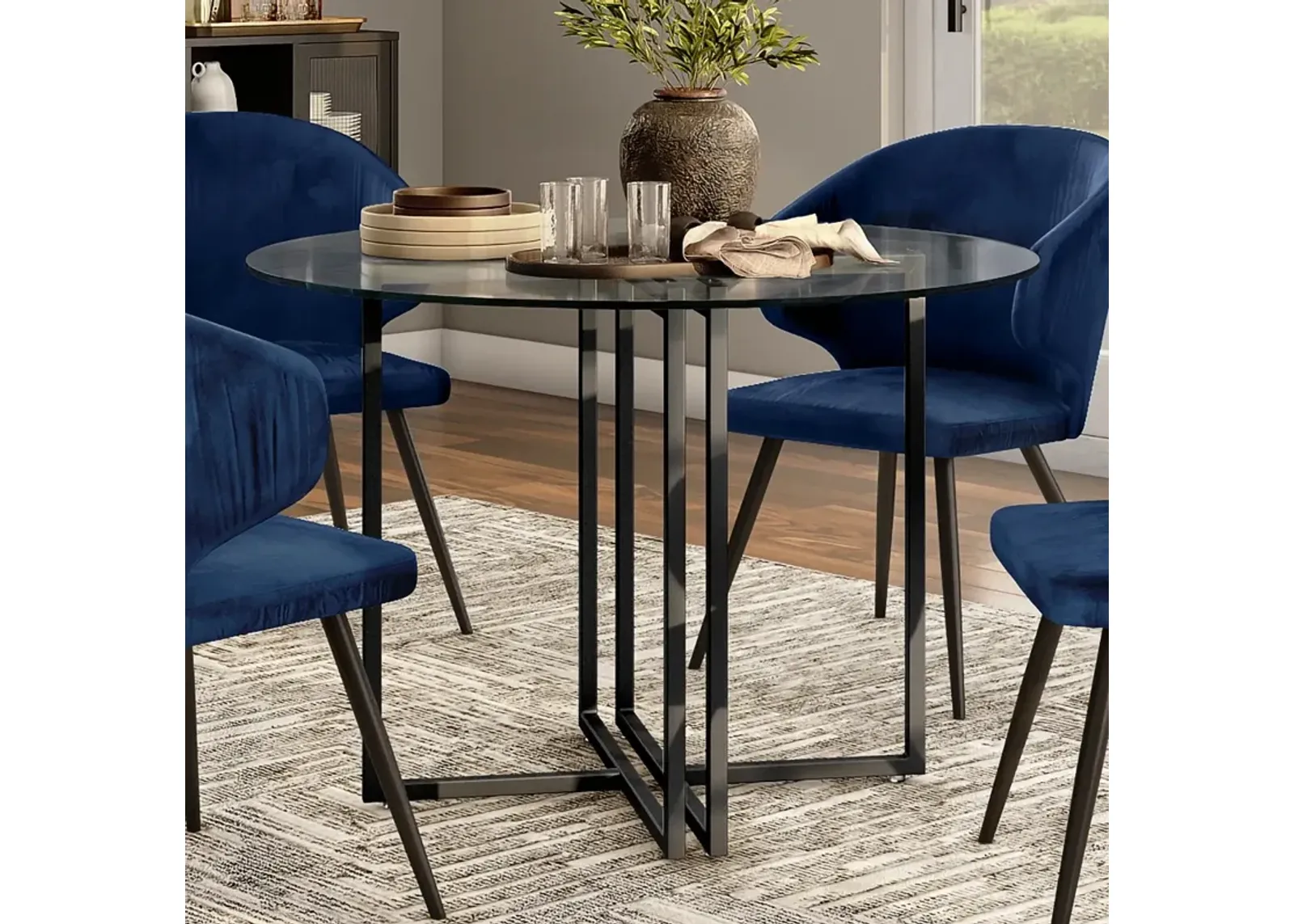 Legend 42" Wide Matte Black Steel Round Dining Table