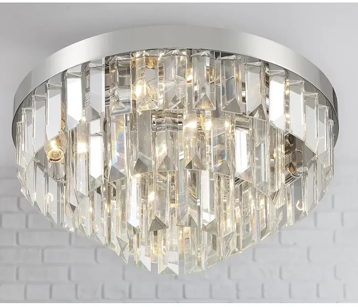 Crystorama Hayes 18" Wide Polished Nickel Crystal Ceiling Light
