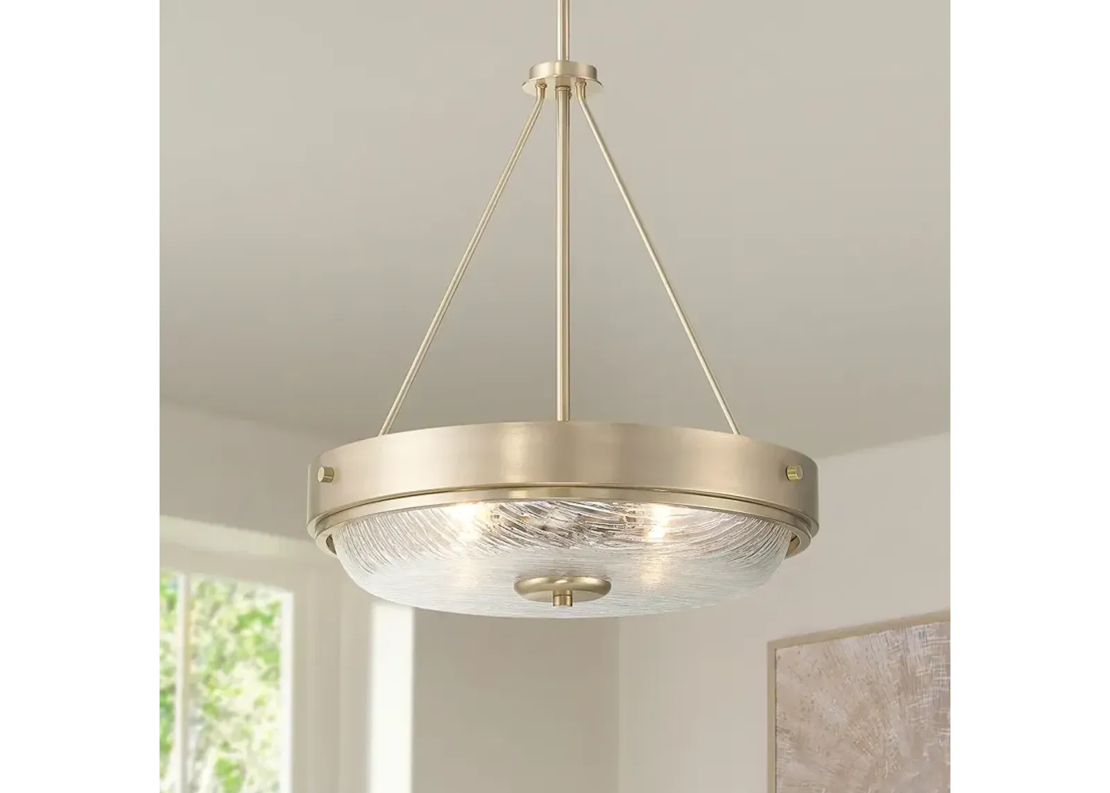 Carmine 16 3/4" Wide Brass and Glass Bowl Pendant Light