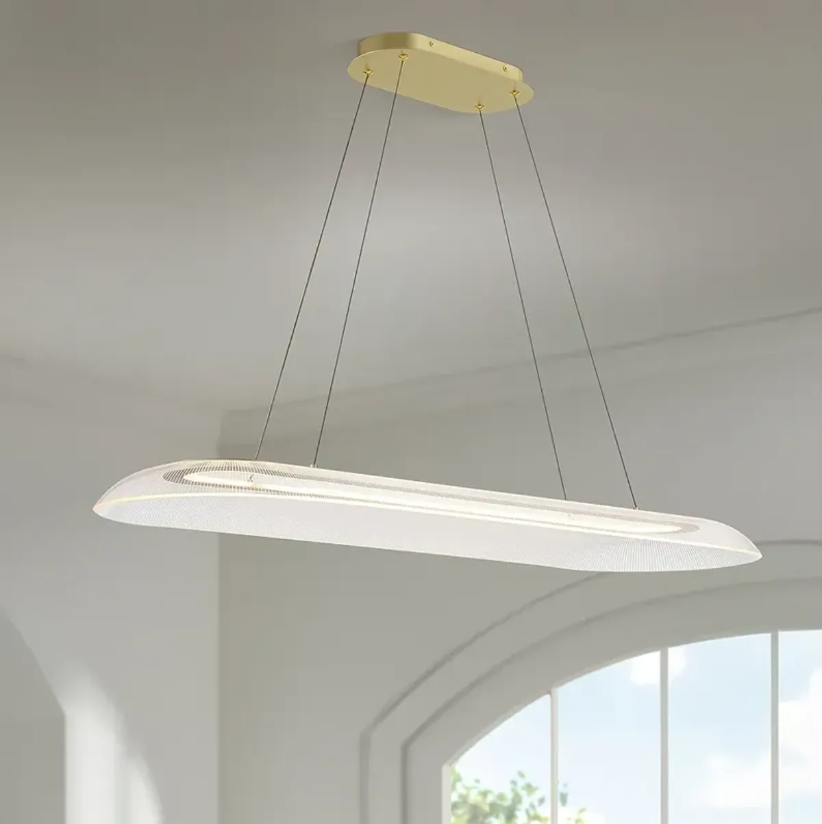 Possini Euro Muir 43 1/2" Wide Modern Sanded Gold LED Island Pendant