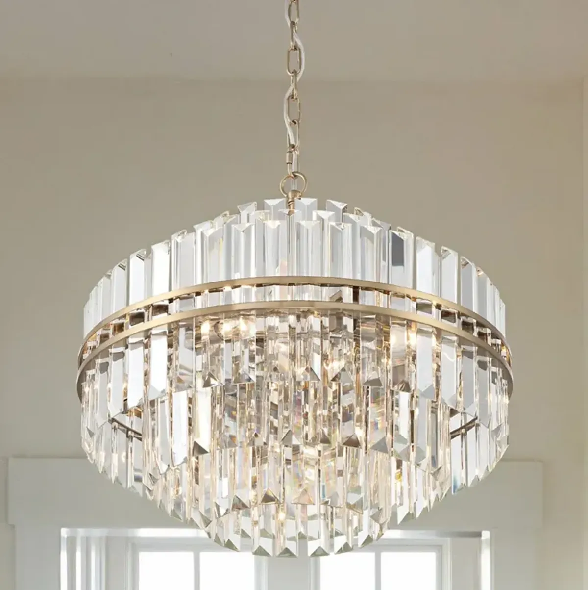 Crystorama Hayes 22" Wide Aged Brass Crystal Chandelier