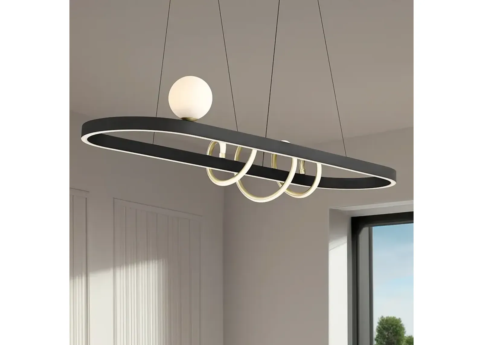 Possini Euro Allen 39 1/4" Gold and Matte Black LED Island Pendant