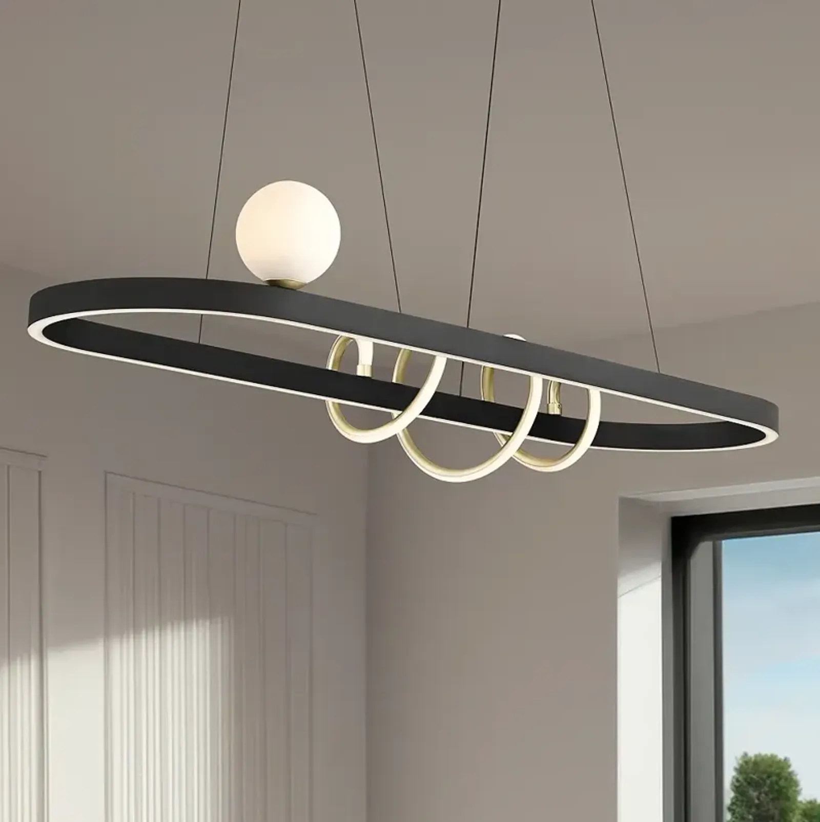 Possini Euro Allen 39 1/4" Gold and Matte Black LED Island Pendant