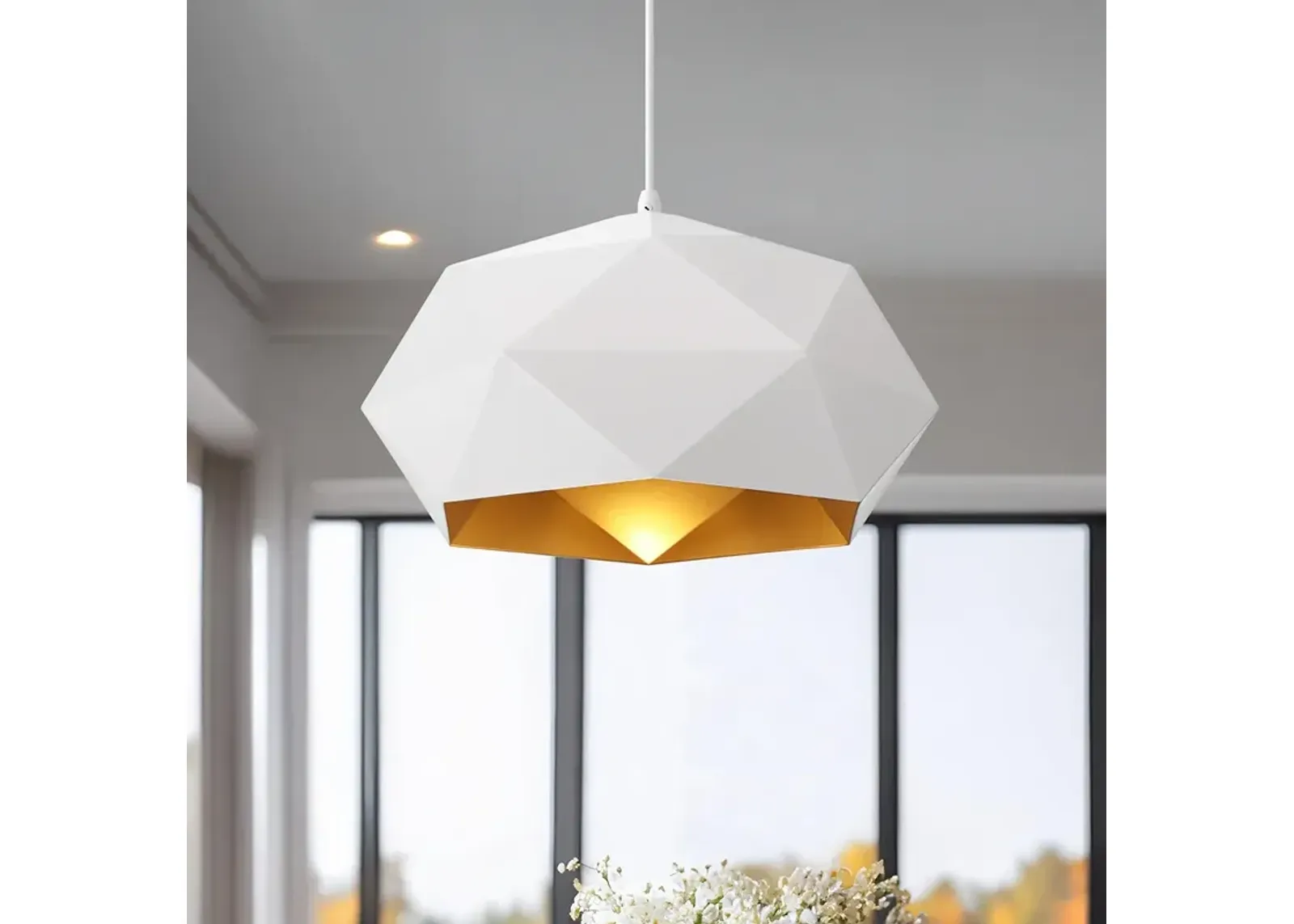 Possini Euro Desic 15" Wide White Geometric Pendant Light