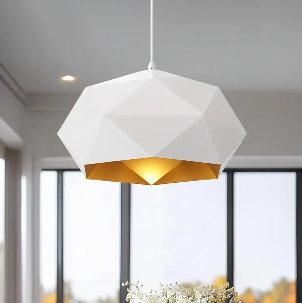 Possini Euro Desic 15" Wide White Geometric Pendant Light