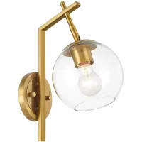 Georgia 14" High Antique Brass and Glass Wall Sconce