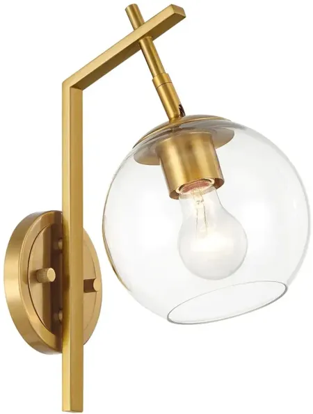 Georgia 14" High Antique Brass and Glass Wall Sconce