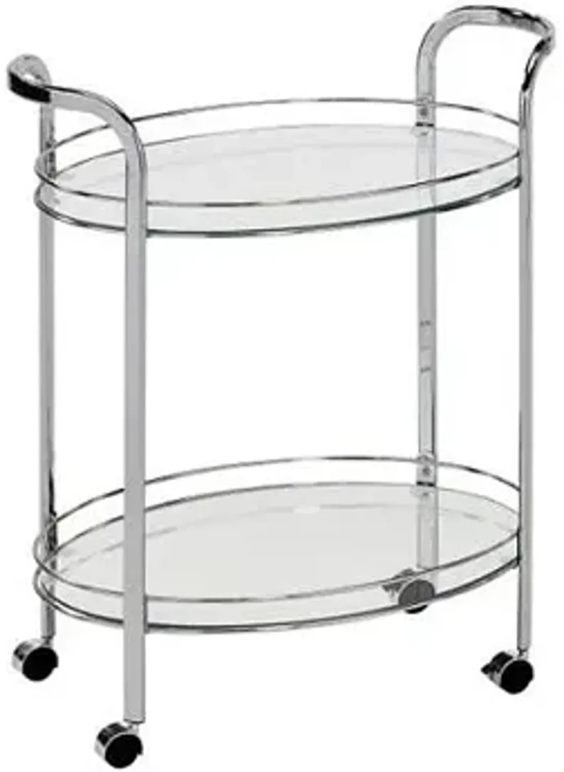 Carli 26" Wide Chrome and Glass Serving Cart