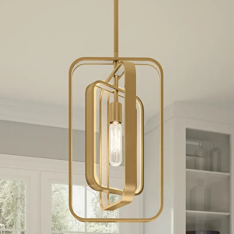 Dupree 1-Light Brushed Weathered Brass Mini Pendant