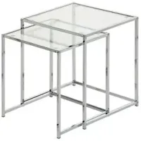 Rodney Chrome and Clear Glass Nesting Table Set of 2