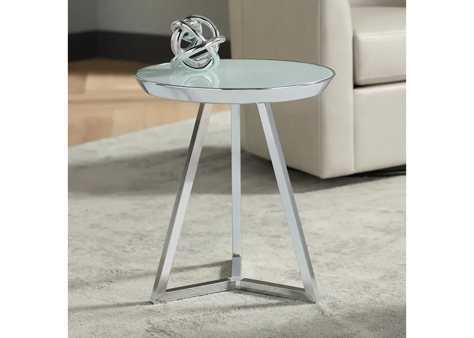 Studio 55D Carrie 16 1/2" Wide Modern Glass and Chrome End Table