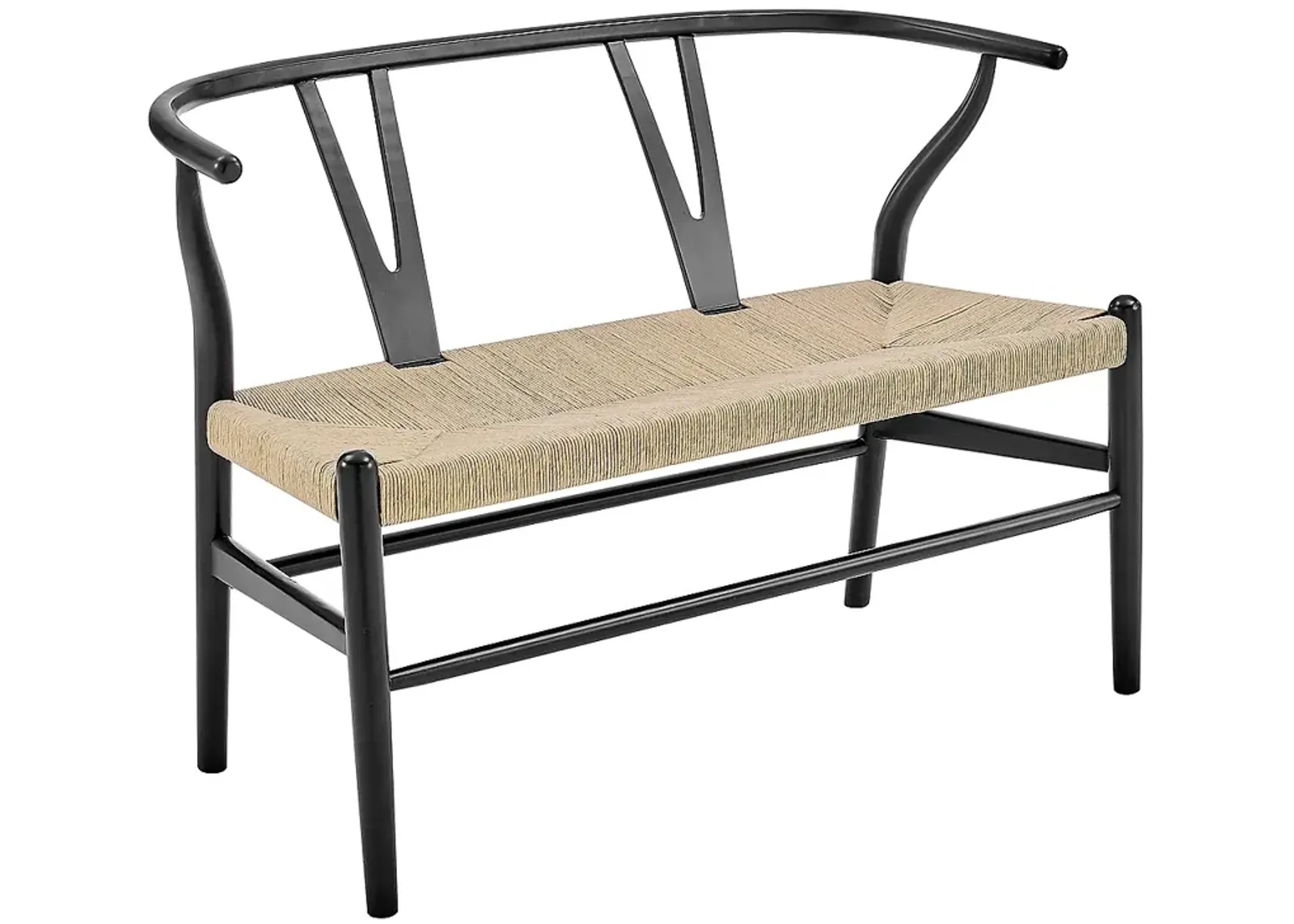 Evelina 43 1/2" Wide Black Wood Natural Rush Loveseat